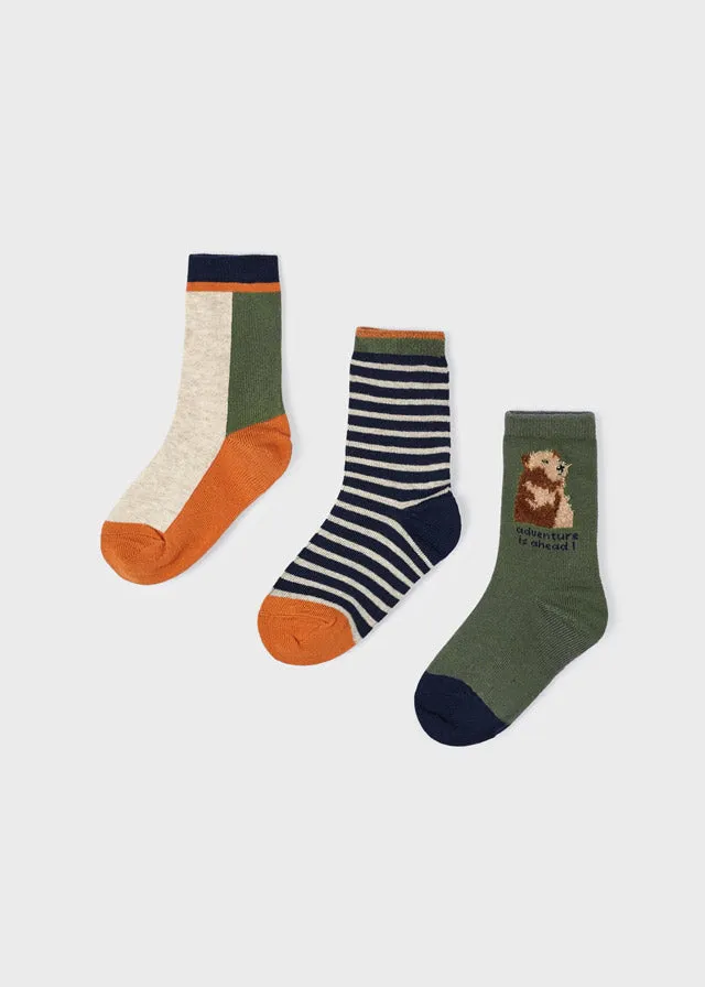 10573- set of 3 pairs of socks for boy - Oregano