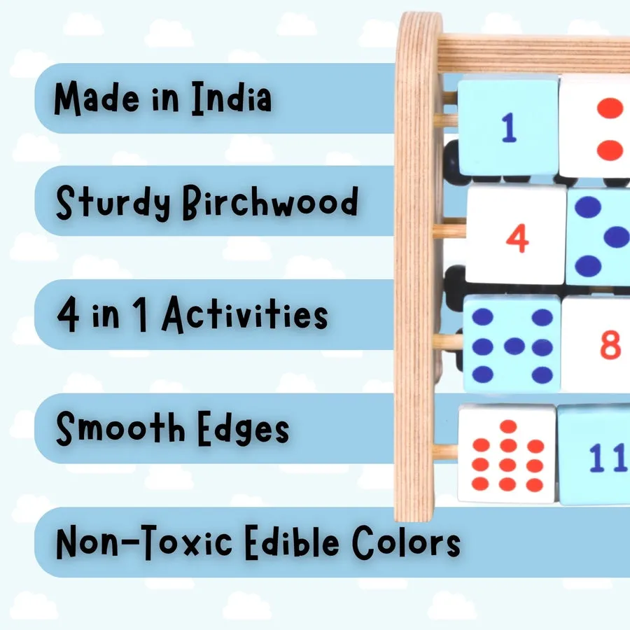 4 in 1 Activities Colorful Natural Birch Wood Wooden Abacus Toy