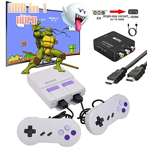 660 Retro Game Console,NES Classic Mini Game System with Build-in Video Games and 2 Controllers,AV and HDMI Output,An Ideal Gift for Kids and Adults.