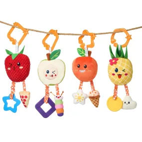 Baby toy, hanging fruit rattle set for crib stroller carseat apple pineapple raspberry apricot play set for newborn infant 0 Month 