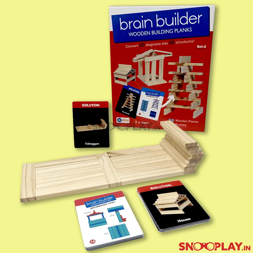 Brain Builder Wooden Building Plank Blocks (SET-2)