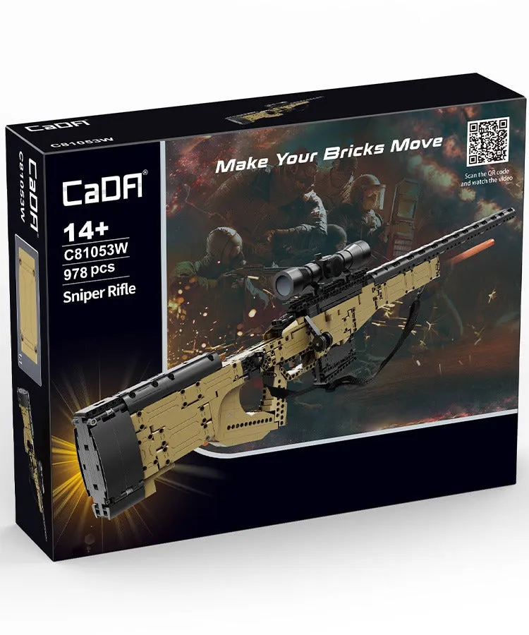 British Army Sniper Rifle Block Gun (Building Blocks) - CADA