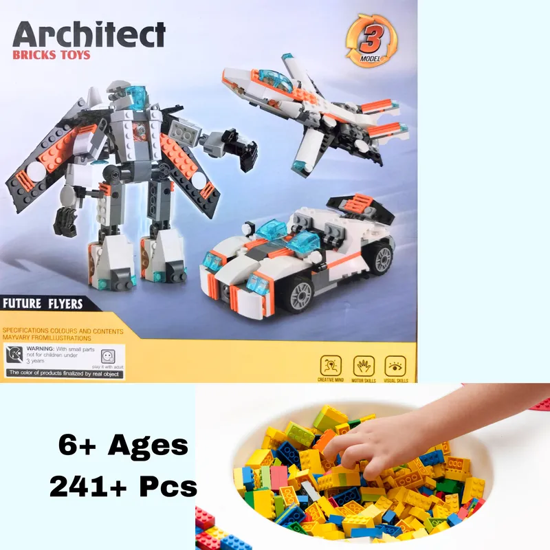 Building Blocks Set Including Small Blocks (Superman, Aeroplane, Car) (115 Pieces)