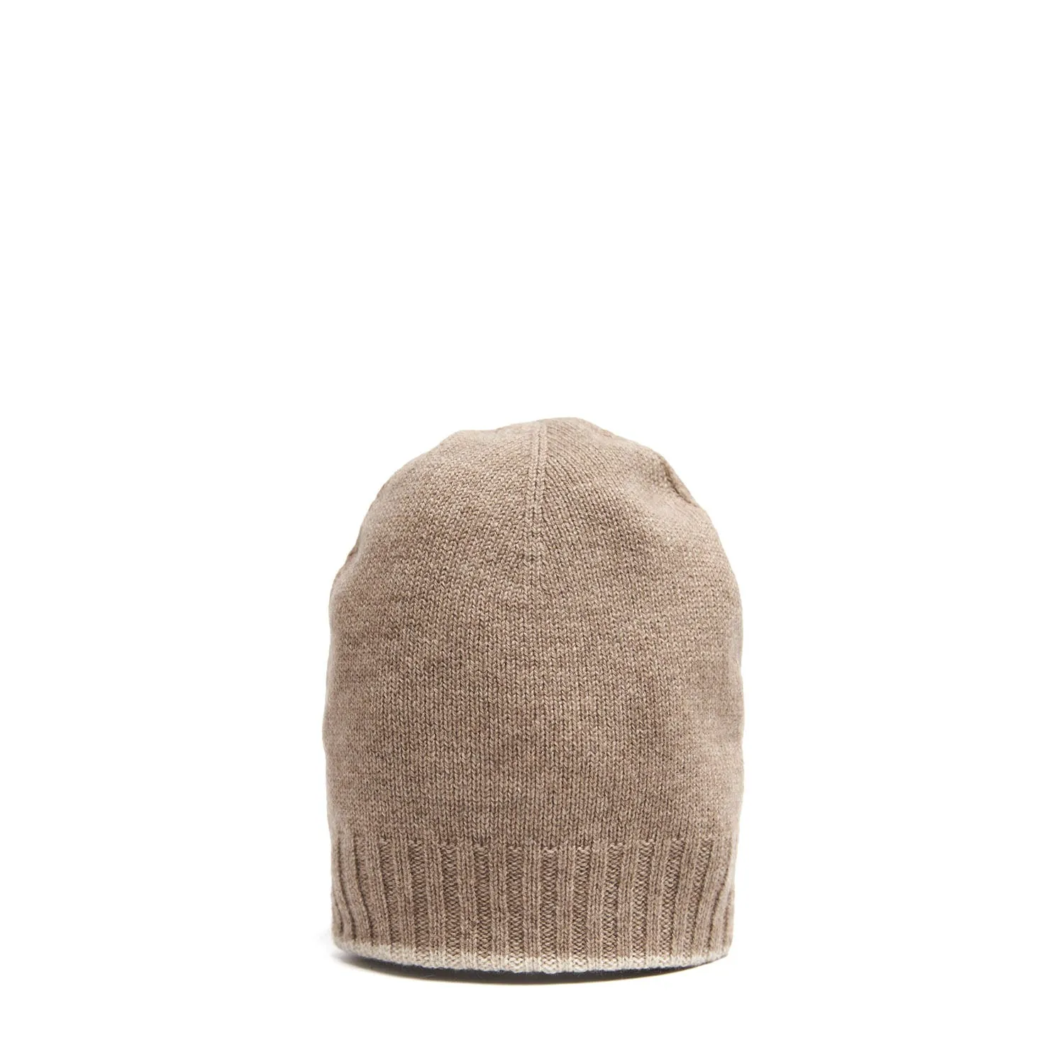 CAMEL AND WHITE BICOLOR BEANIE