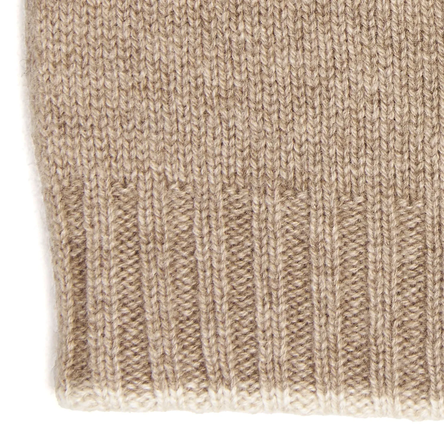 CAMEL AND WHITE BICOLOR BEANIE