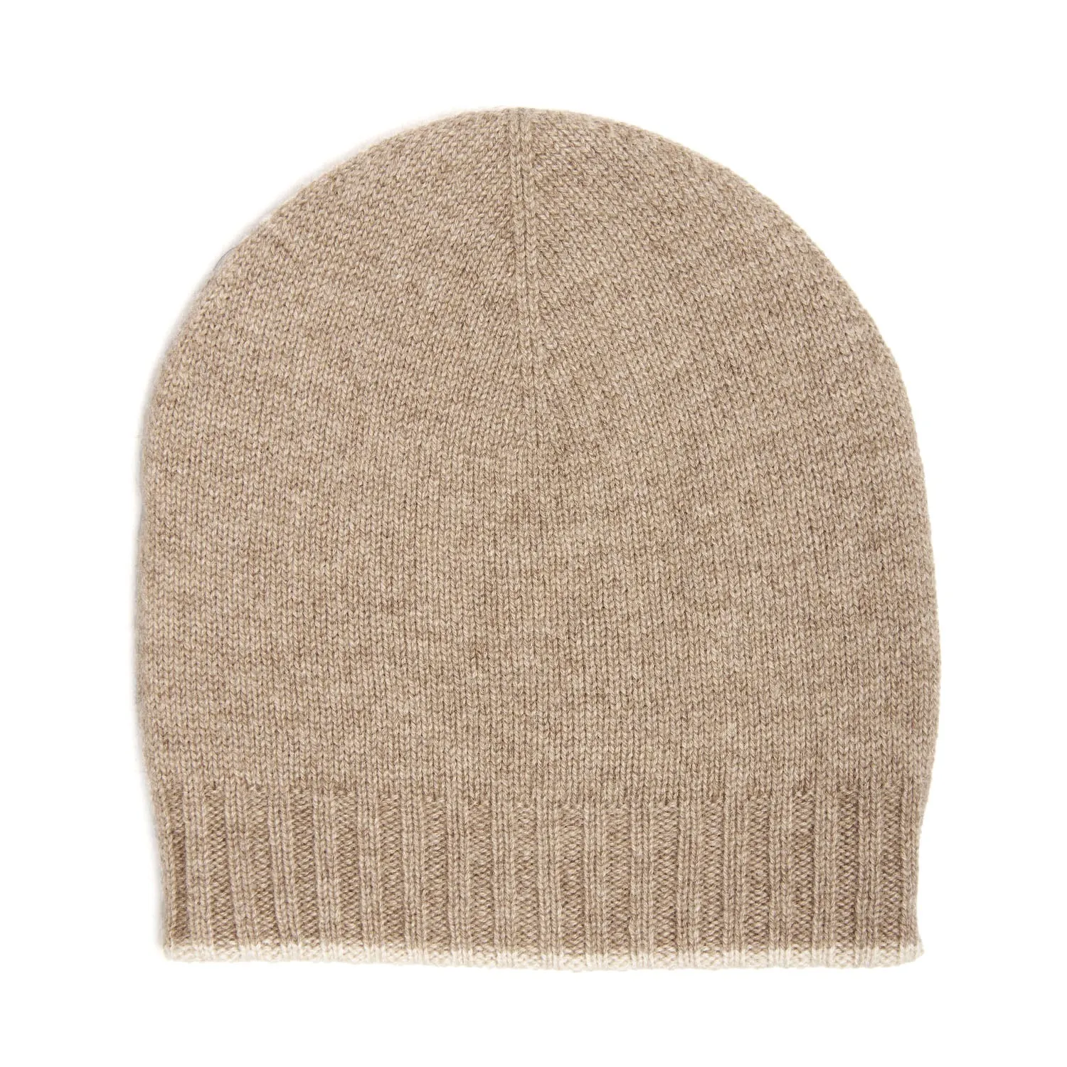 CAMEL AND WHITE BICOLOR BEANIE