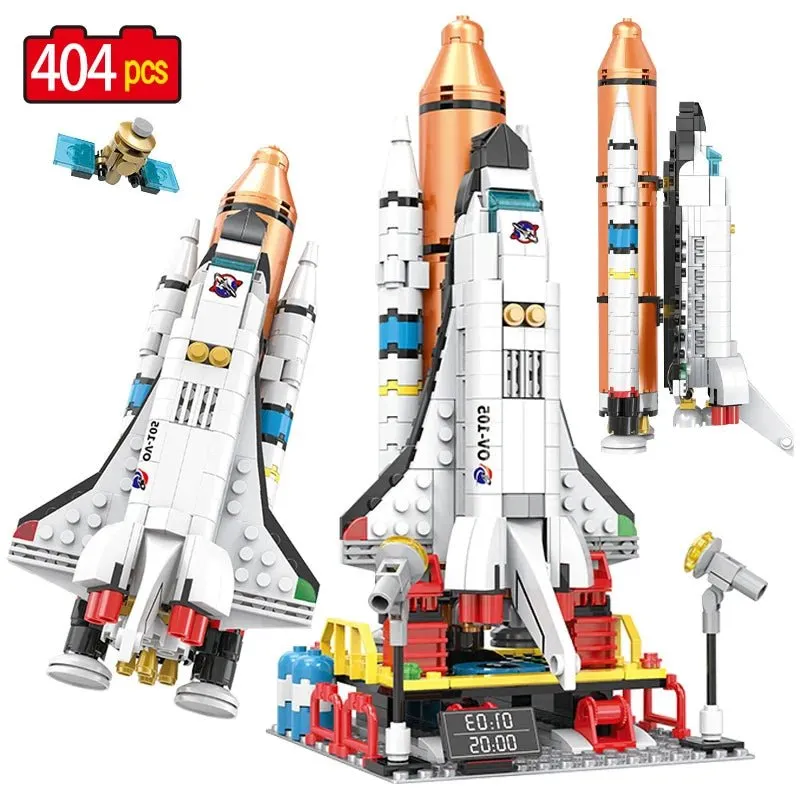 City Satellite Rocket Launcher Lego Building Blocks | 404 Pcs