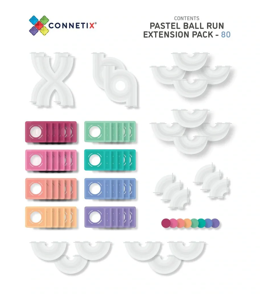 Connetix - Ball Run Expansion Pack - Pastel - 80 Piece