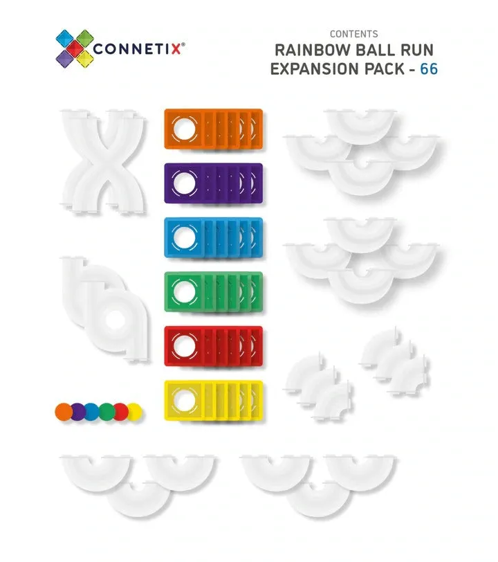 Connetix - Ball Run Expansion Pack - Rainbow - 66 Piece