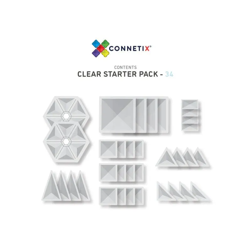 Connetix - Starter Pack - Clear - 34 Pieces