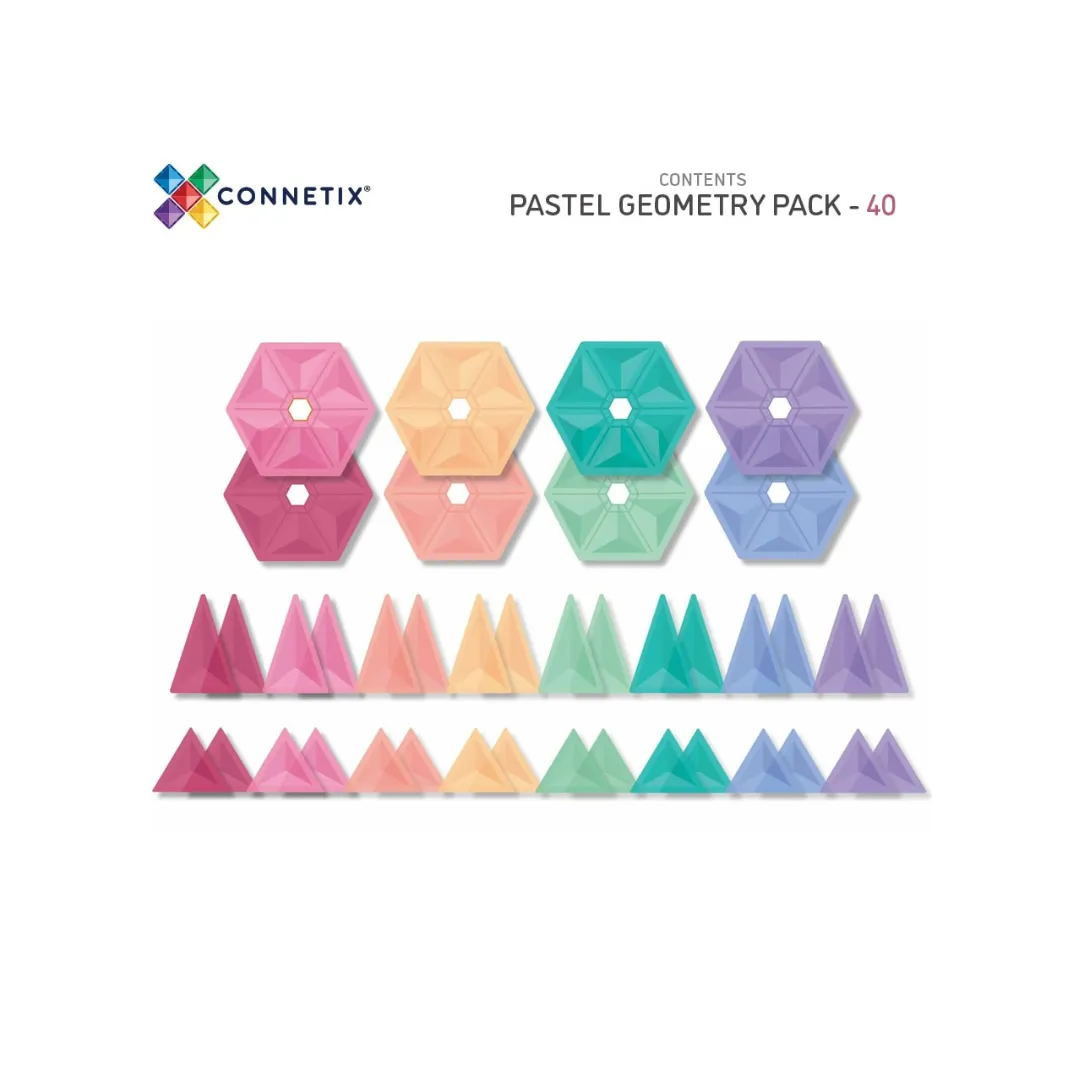 Connetix Tiles 40 Piece Pastel Geometry Pack