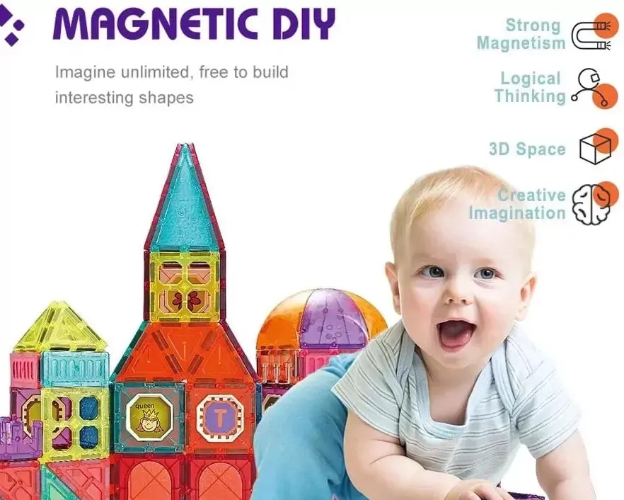 DIY Magnetic Construction Blocks - 77 pieces