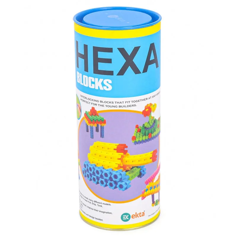 Ekta Hexa Blocks Canister Set (120 Pieces Educational Creativity Bullet Blocks)