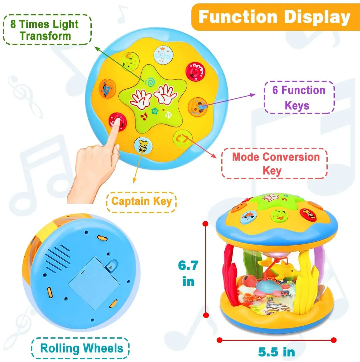 ITEM# 0074   Baby Toys 6 to 12 Months - Musical Learning Infant Toys 12-18 Months - Babies Ocean Rotating Light Up Toys for Toddlers 1 2 3  Years Old Boys Girls Baby Gifts