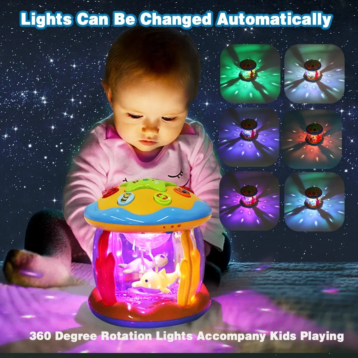 ITEM# 0074   Baby Toys 6 to 12 Months - Musical Learning Infant Toys 12-18 Months - Babies Ocean Rotating Light Up Toys for Toddlers 1 2 3  Years Old Boys Girls Baby Gifts