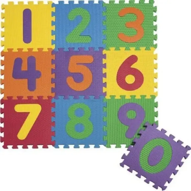 Kids Playing Foam Mat of Number Puzzle Pieces