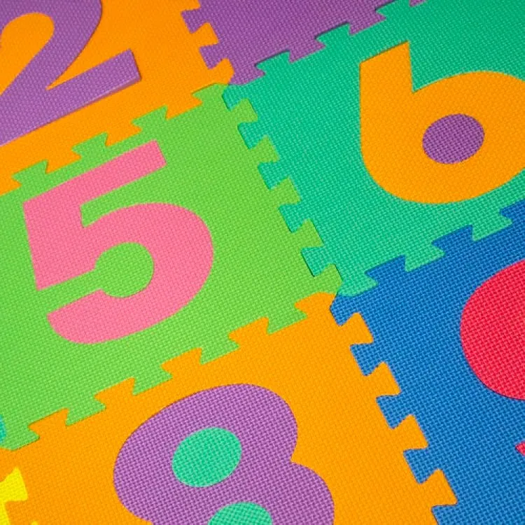 Kids Playing Foam Mat of Number Puzzle Pieces