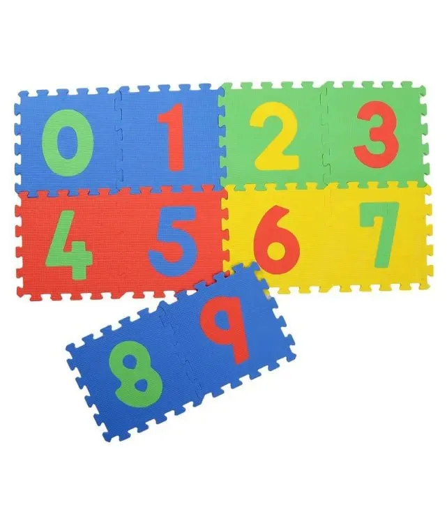 Kids Playing Foam Mat of Number Puzzle Pieces