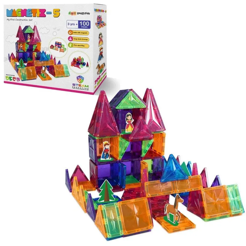 MAGNETIX - 5  Magnetic Construction Building Blocks Set- 100 Pieces (3-6 Years)