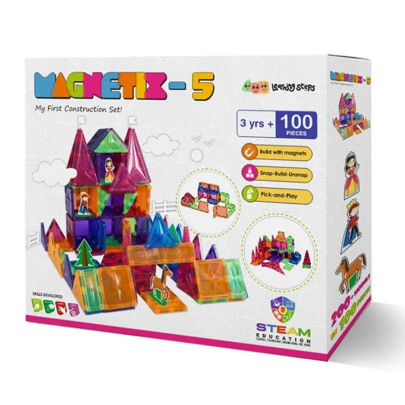 MAGNETIX - 5  Magnetic Construction Building Blocks Set- 100 Pieces (3-6 Years)