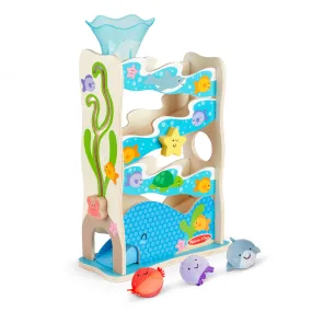 Melissa & Doug Rollables Wooden Ocean Slide Infant and Toddler Toy (5 Pieces) - FSC Certified