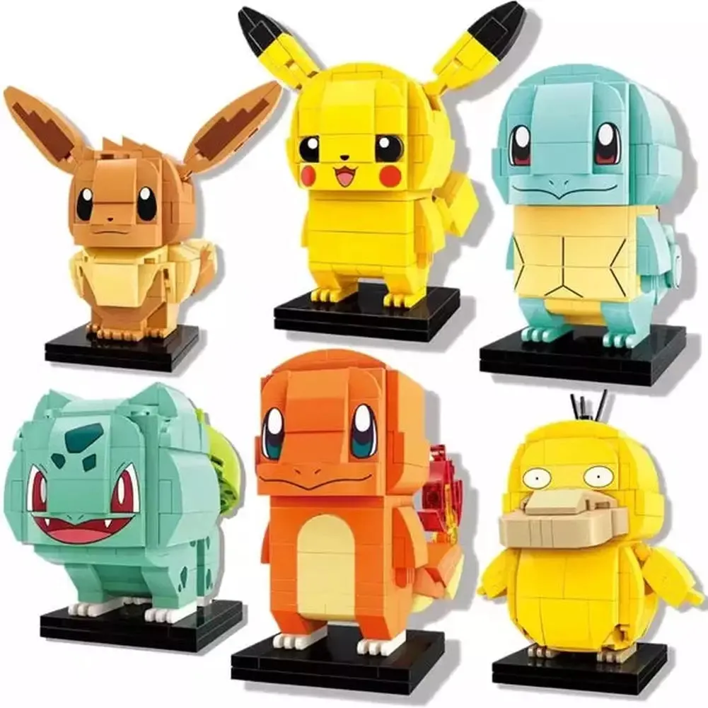 MOC  Compatible  2022 New Anime Cartoon Pokemon Pikachu Bulbasaur Building Blocks Bricks Sets Movie Dolls Model Kids toys