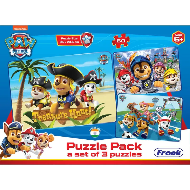 Paw Patrol Puzzle Pack - A Set of 3 Puzzles - 60 Pieces each