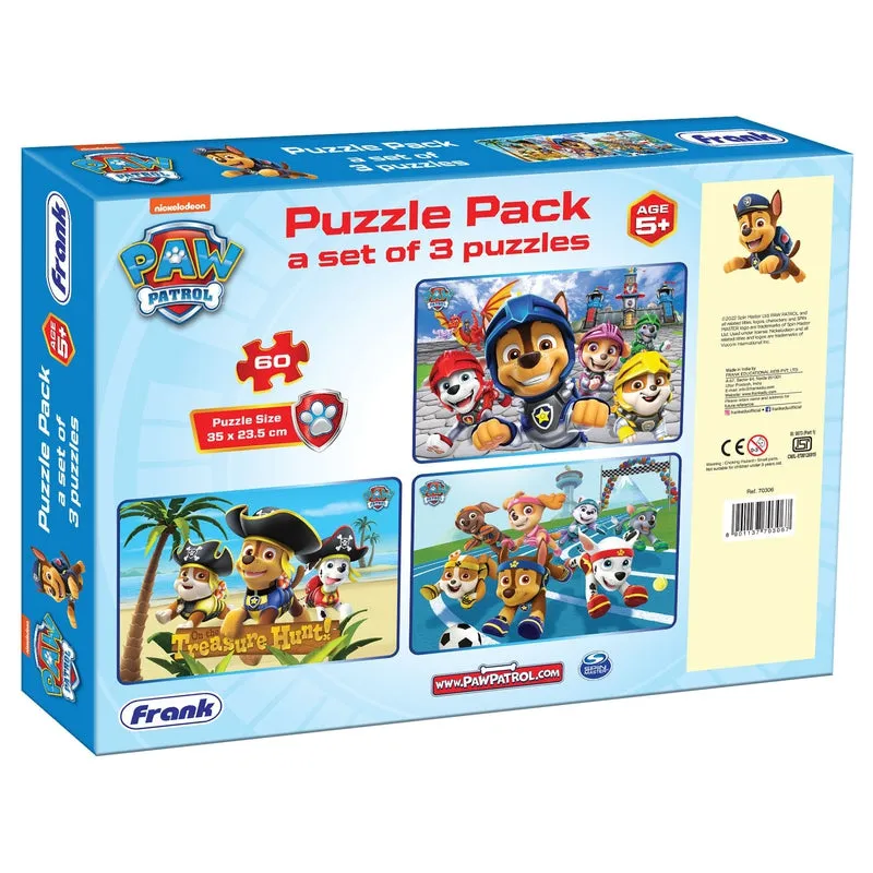 Paw Patrol Puzzle Pack - A Set of 3 Puzzles - 60 Pieces each