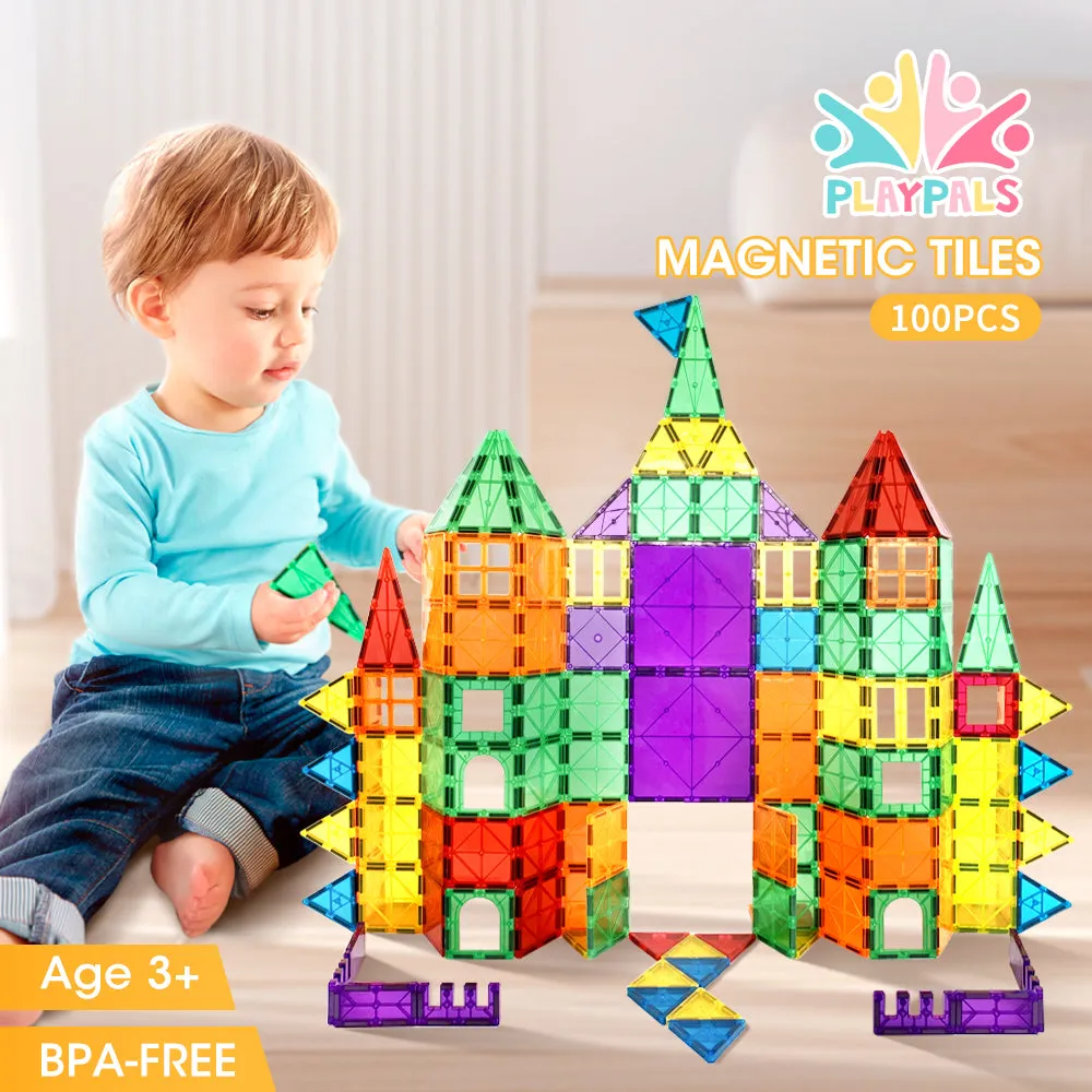 Playpals 100PCS Kids Magnetic Tiles Blocks Building Educational Toys Child Gift