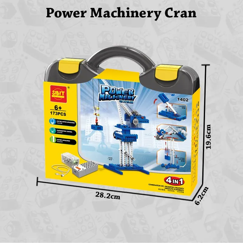 Power Machinery Crane 4in1 Building Blocks Educational Learning Toy Set (173 Pieces)