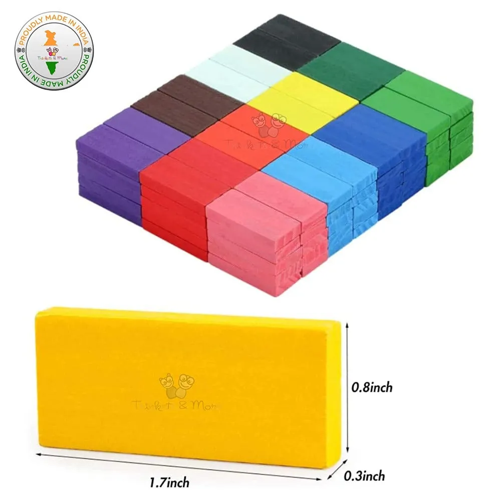 Return Gifts (Pack of 3,5,12) Dominoes Blocks Set 12 Colours Wooden Toy Building and Stacking Counting Adding Subtracting Multiplication Indoor Game (120 PCs)