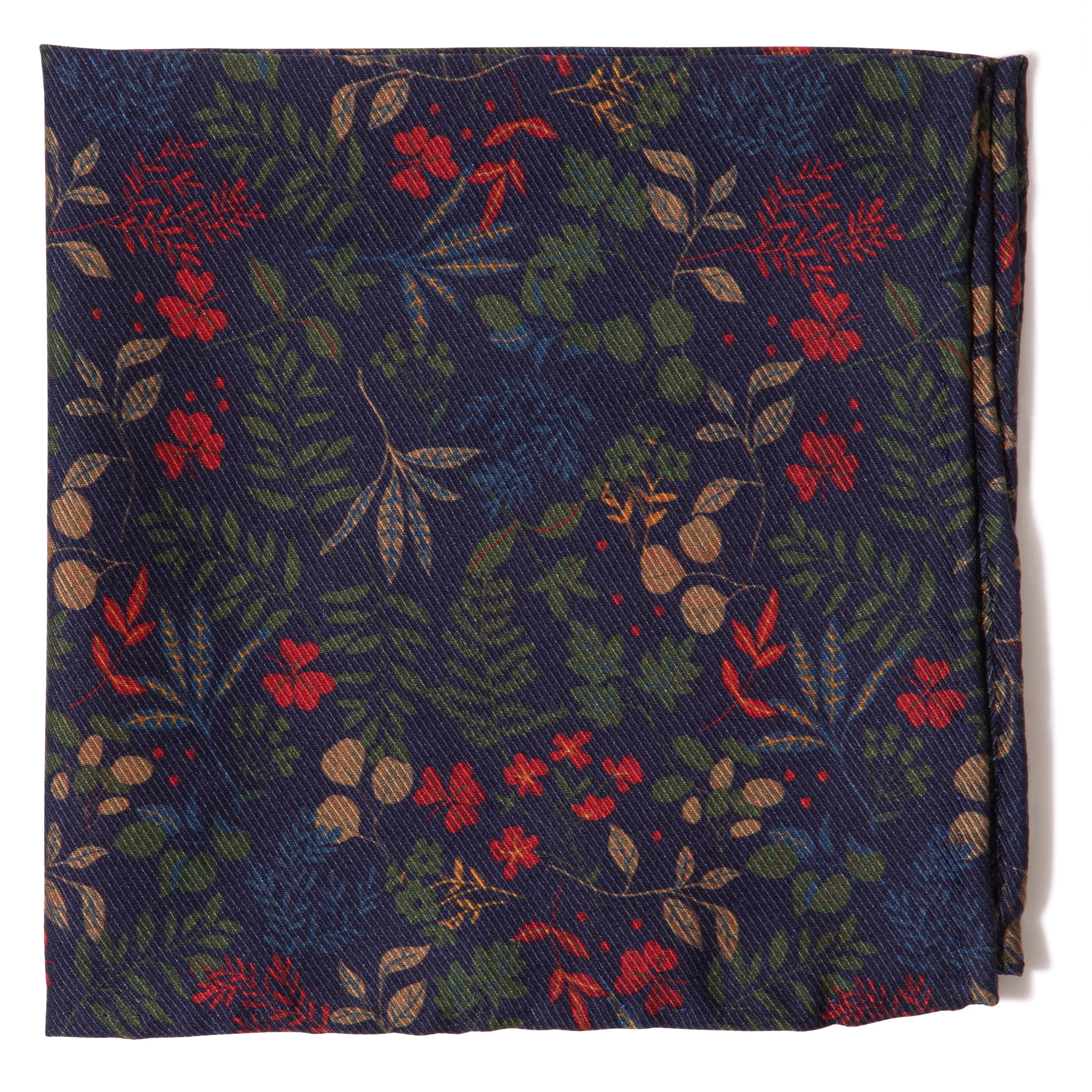 Silk Flower and Leaf Pocket Square