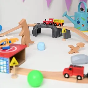 The Dino Land | Second Set-1 (Including Plastic Bridge,2 Plastic Attachment,2 Dinosaurs,2 Stones,1 Helicopter,1 Helicopter Pad,1 Fire Extinguisher,2 Signals and15 Tracks)