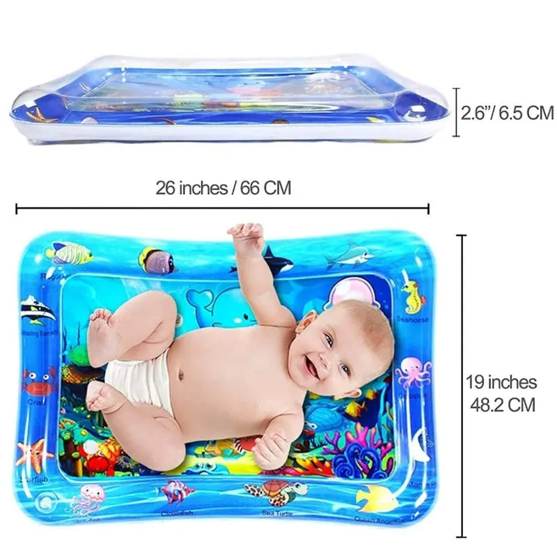 Tummy Time Baby Water Play Mat For Babies Non-Toxic Plastic 2 Leak-proof Nozzles for Water & Air Filling