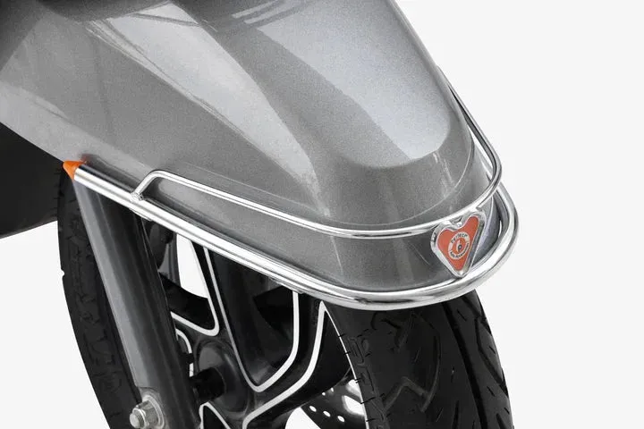 TVS iQube Safety Guard Kit: Middle Crash Guard, Front Mudguard, Rear/Back Guard, Footrest (Right Side)