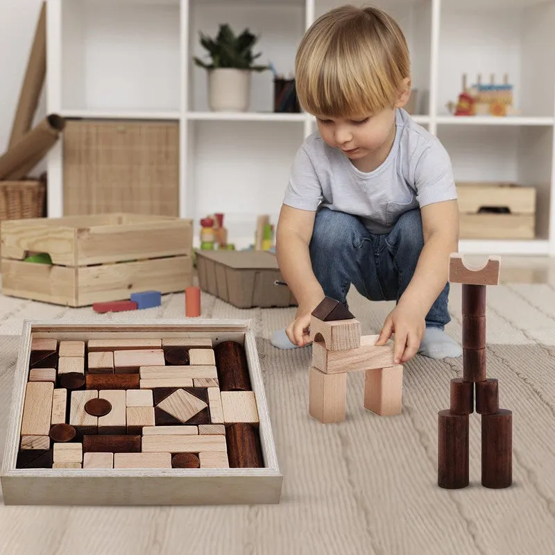 Wooden Building Blocks - 50 Pcs