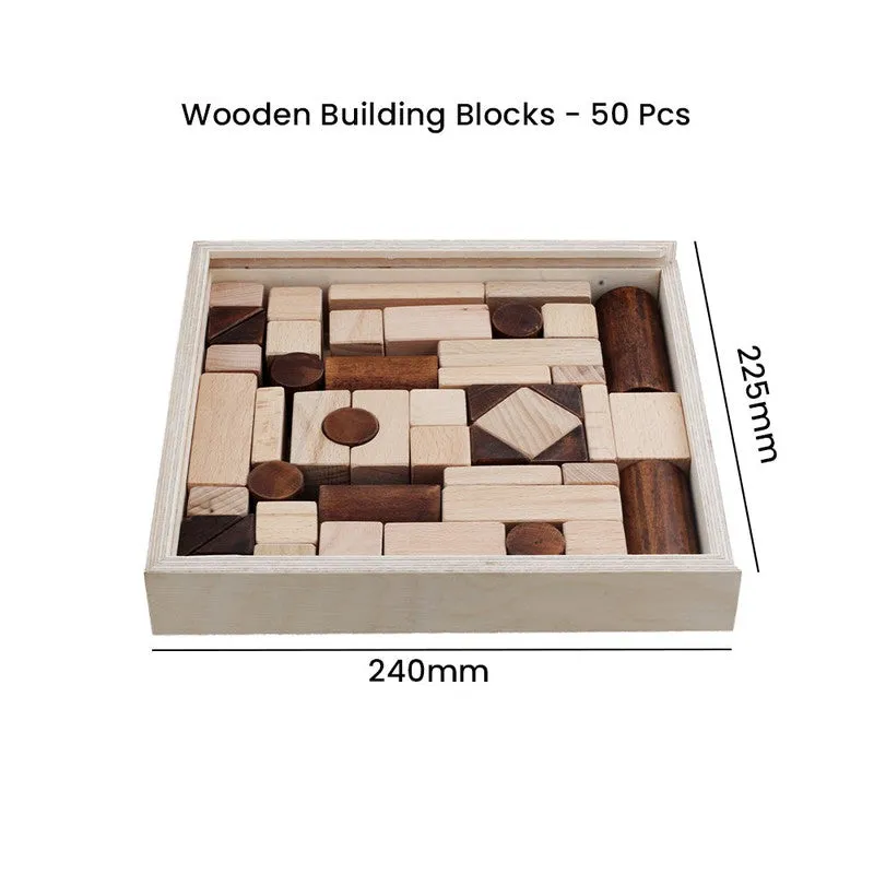 Wooden Building Blocks - 50 Pcs