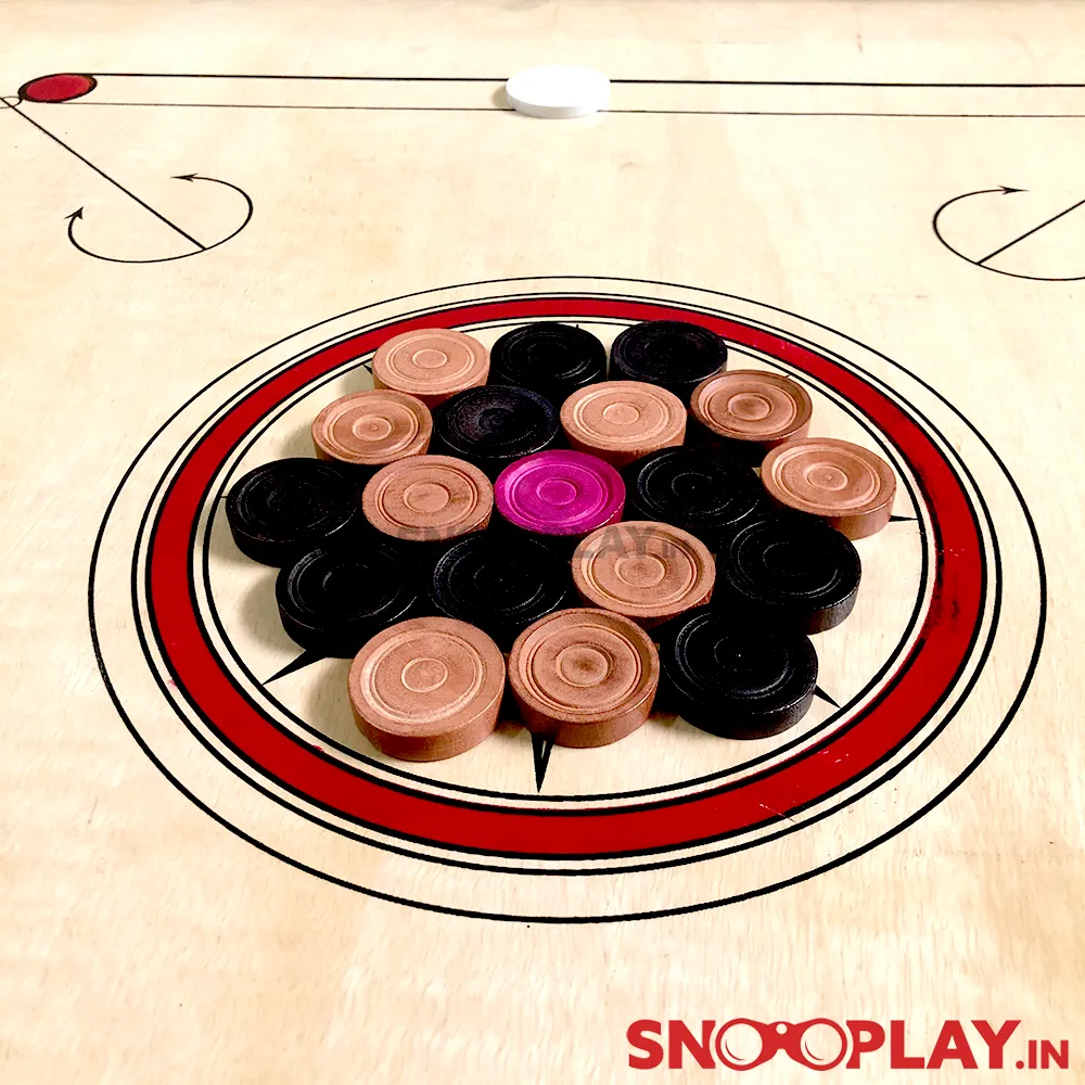 Wooden Carrom Board (with Coins & 2 Strikers) - Large (32 x 32 Inches) | COD Not Available