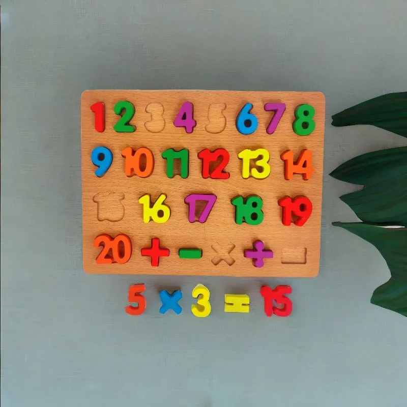 Wooden Montessori Number Board 1-20 Counting Blocks with Arithmetic Operations