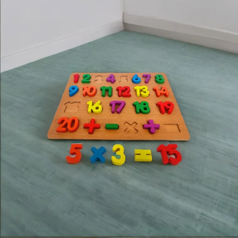 Wooden Montessori Number Board 1-20 Counting Blocks with Arithmetic Operations